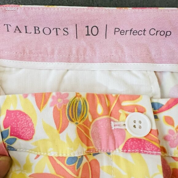 TALBOTS Perfect Crop Pants Size 10 Stretch Slim Leg Multicolor Fruit Flowers NWT - Picture 7 of 15